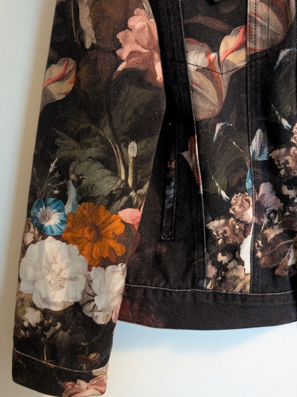 MNML Black Floral Print Denim Jacket - Picture 3 of 11